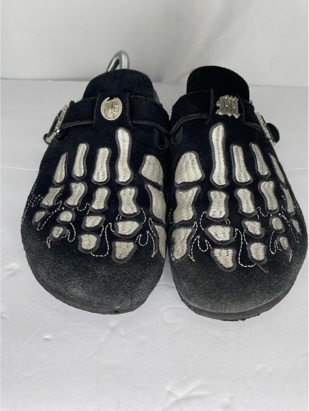 Octavius Marks Chat Noir Clogs Mens Size 7/8 Black Embroidered Suede